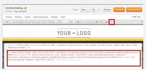 How To Add Admailr Banner Code To MyEmma Admailr